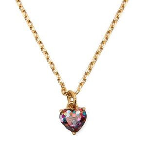 New Kate Spade Gold Heart Pendant Necklace with Multicolor Accents
